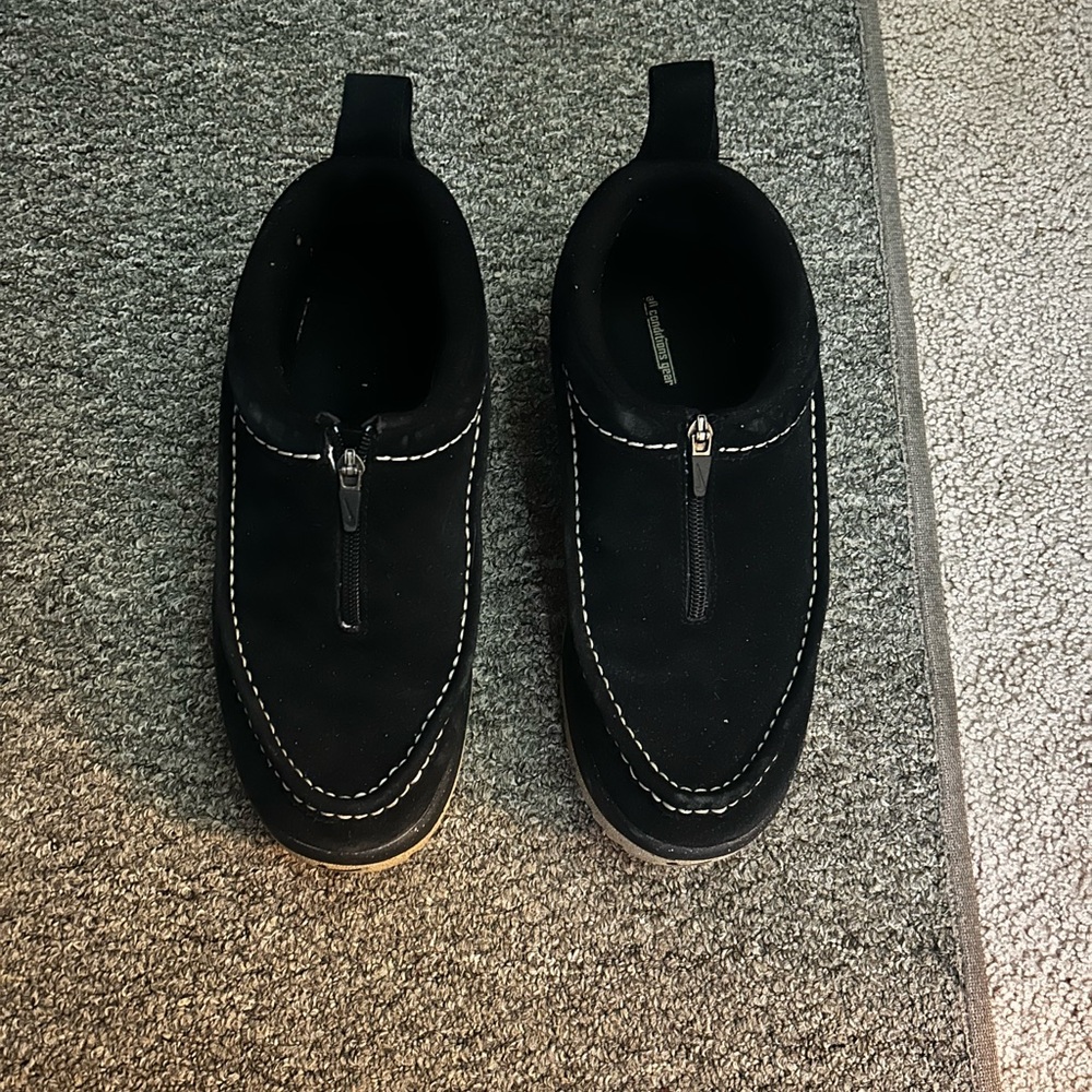 Nike Black Slip-On Loafers with White Stitching